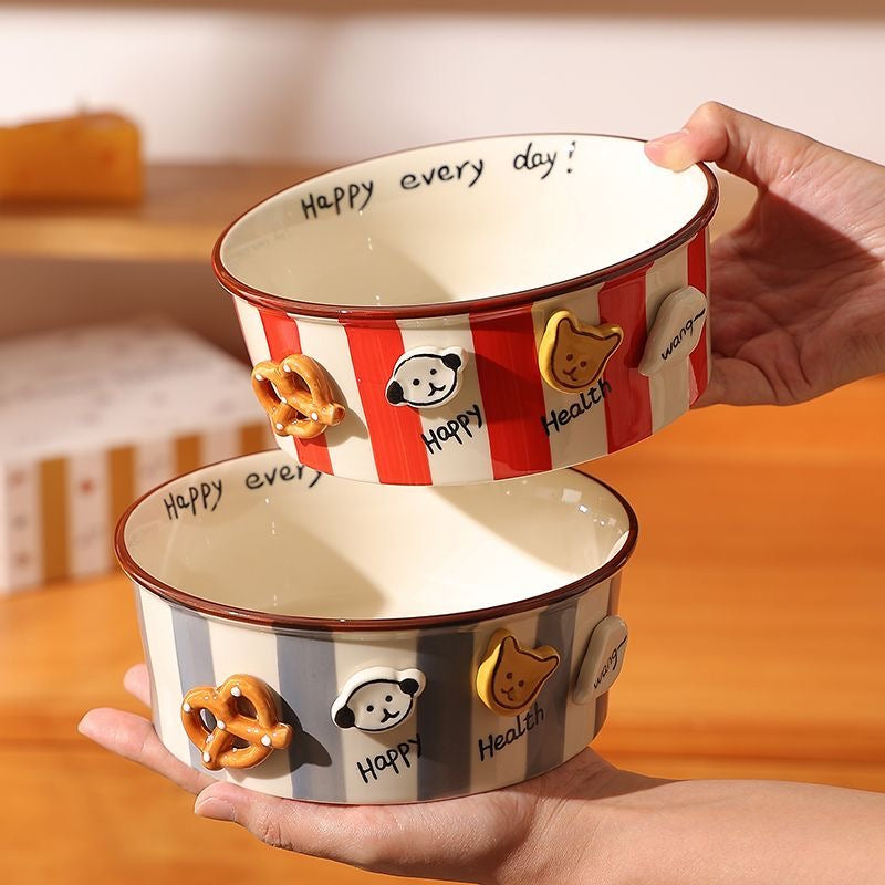 Striped button puppy French fries bowl
