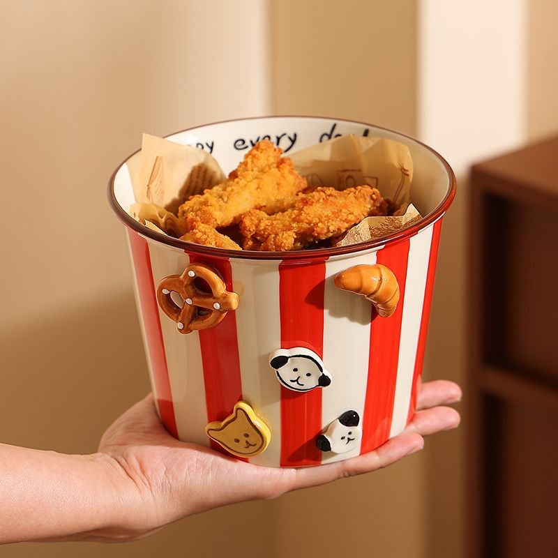 Striped button puppy French fries bowl