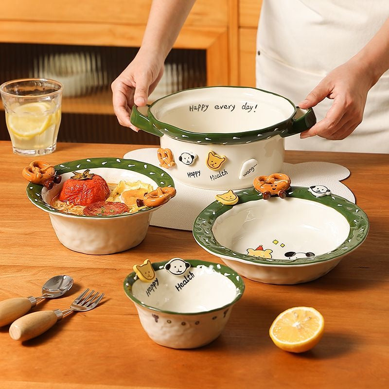 Korean Button Bread Ceramic Tableware