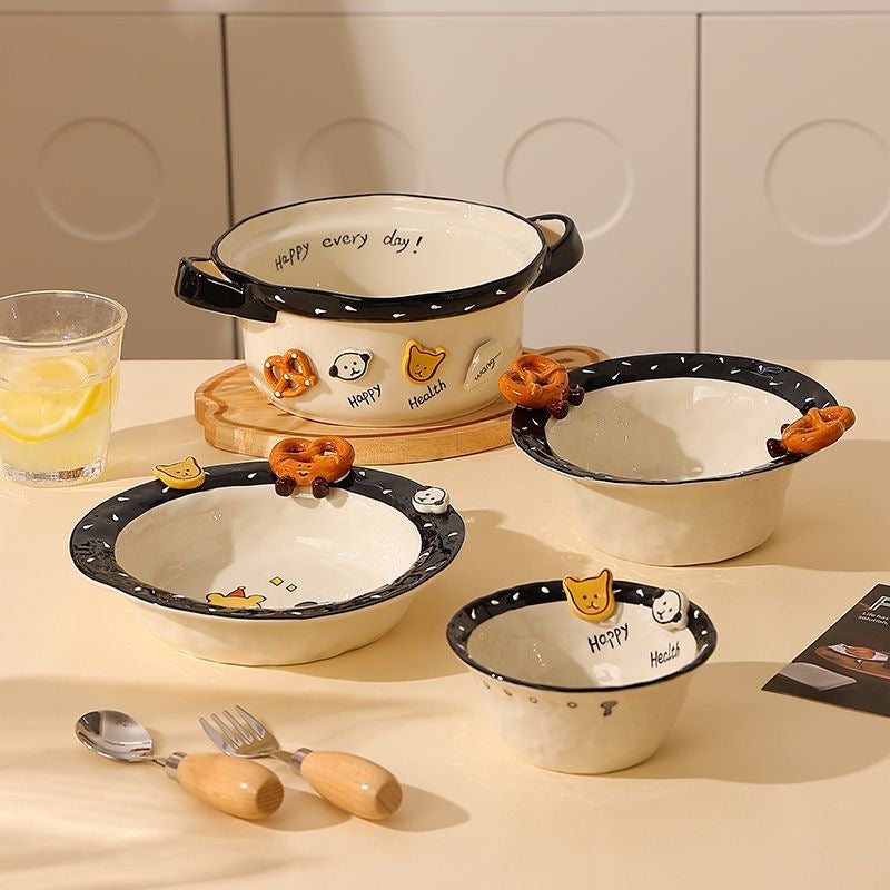 Korean Button Bread Ceramic Tableware