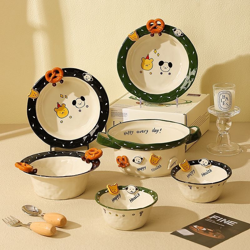Korean Button Bread Ceramic Tableware