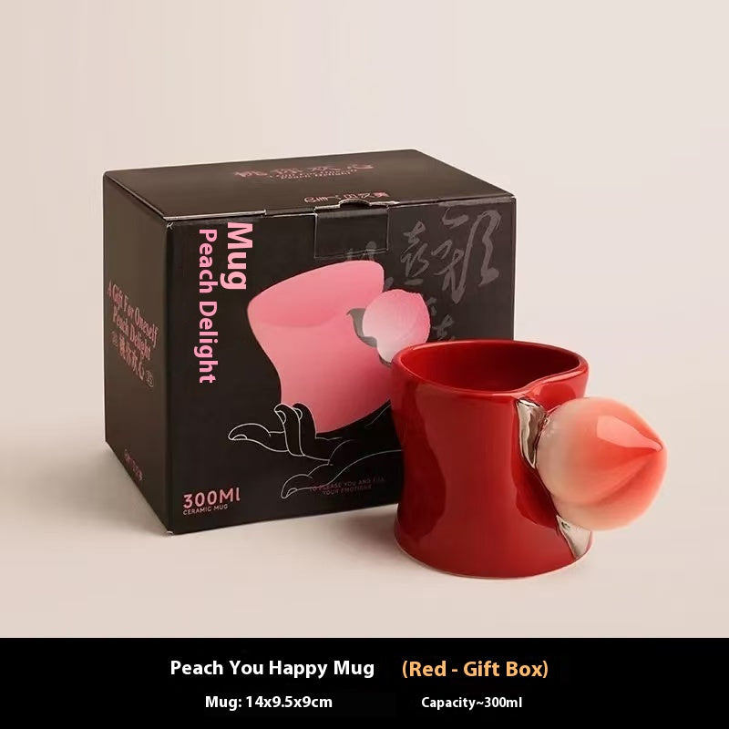 Luxury Peach Handle Mug Gift Box Mug Coffee Cup
