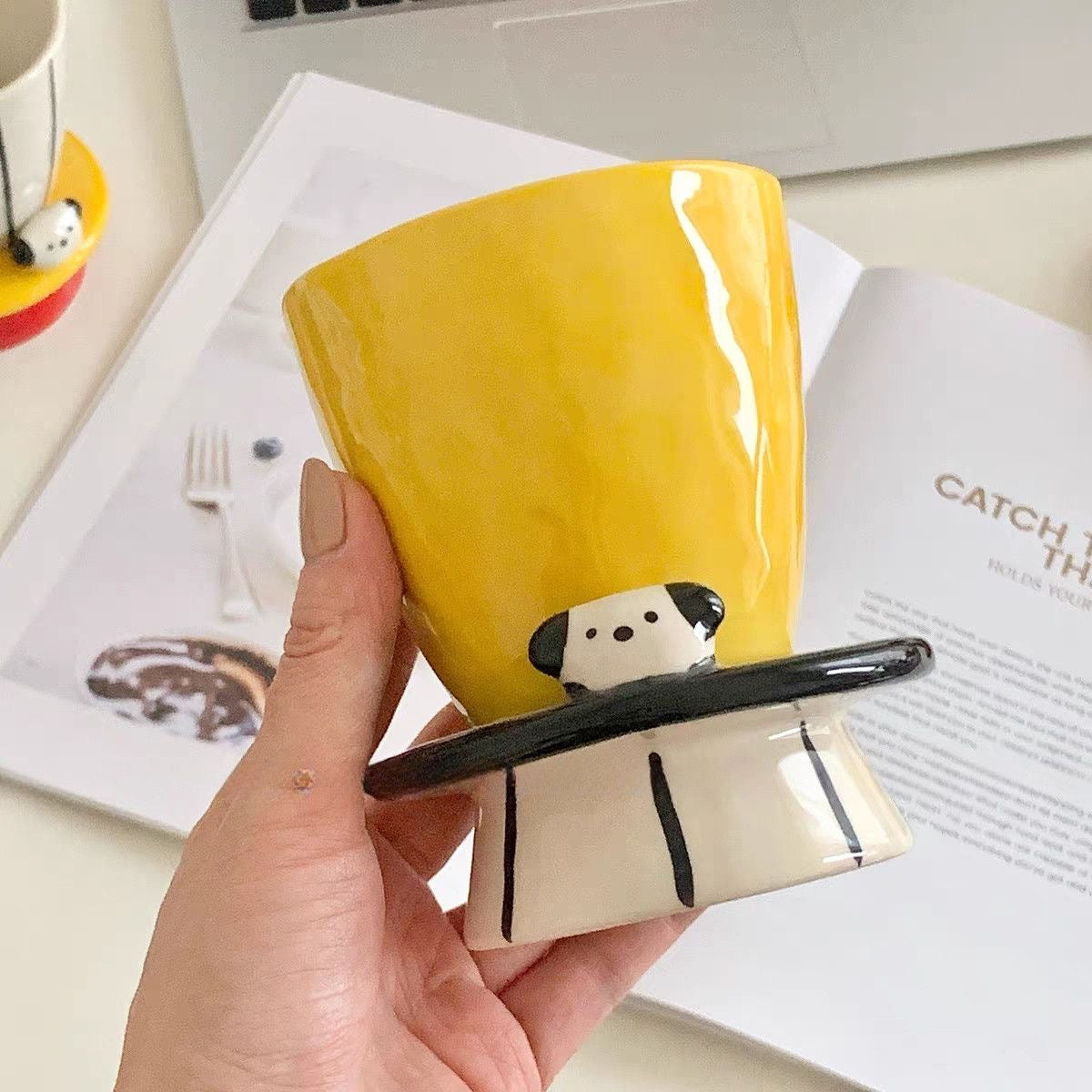 Handmade dopamine puppy ceramic cup