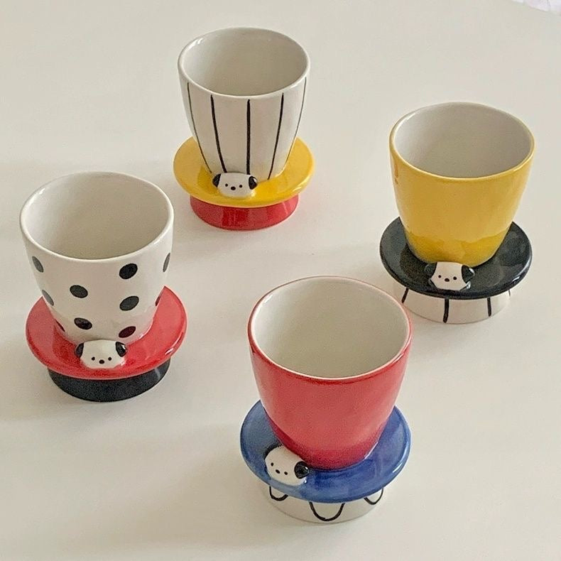 Handmade dopamine puppy ceramic cup