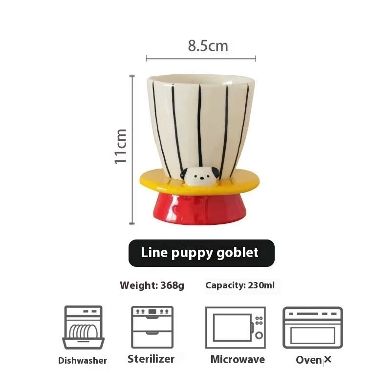 Handmade dopamine puppy ceramic cup
