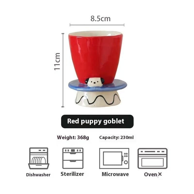 Handmade dopamine puppy ceramic cup