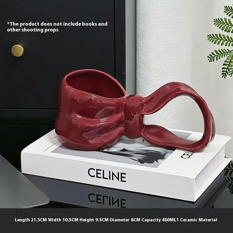 3D Bow Handle Mug Coffee Cup