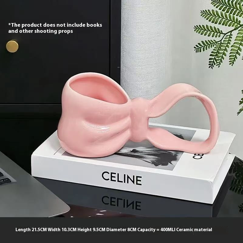 3D Bow Handle Mug Coffee Cup