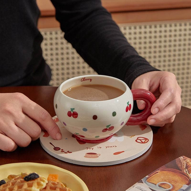 Cherry Plump Cute Round Ceramic Cup
