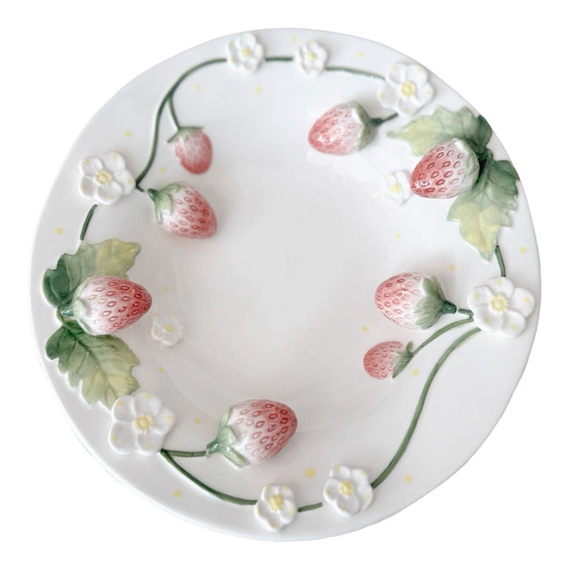 3D strawberry ceramic plate
