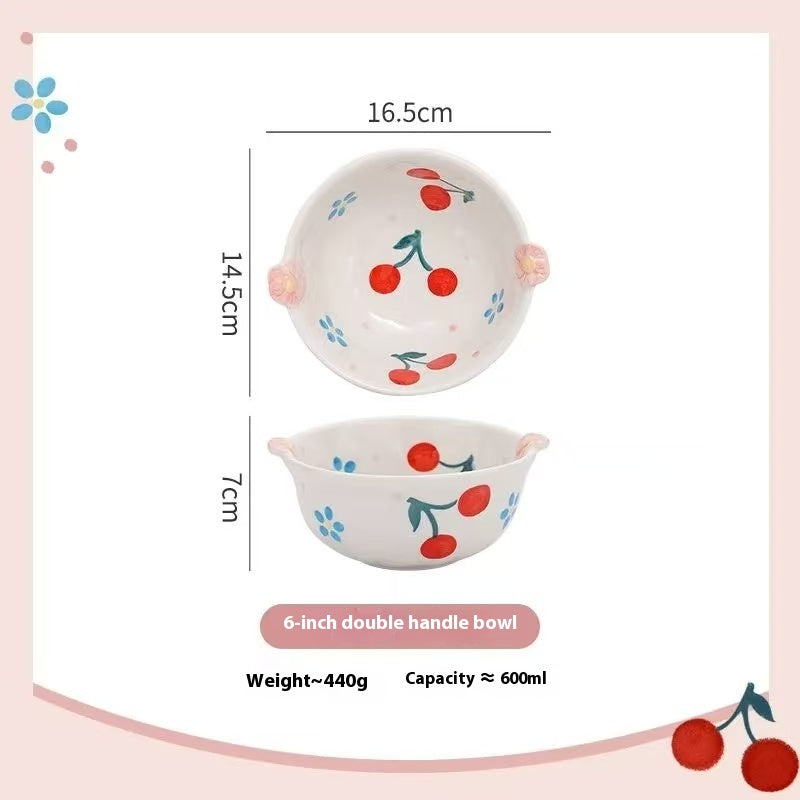 Sakura and cherry ceramic tableware