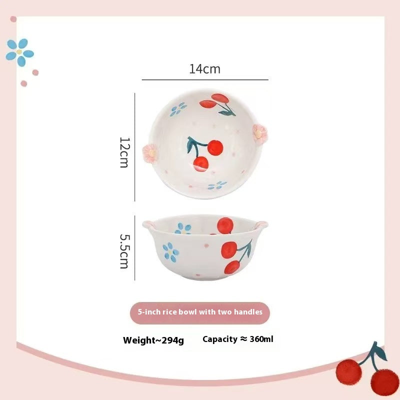 Sakura and cherry ceramic tableware