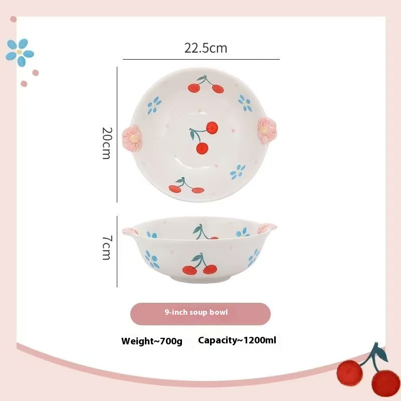 Sakura and cherry ceramic tableware