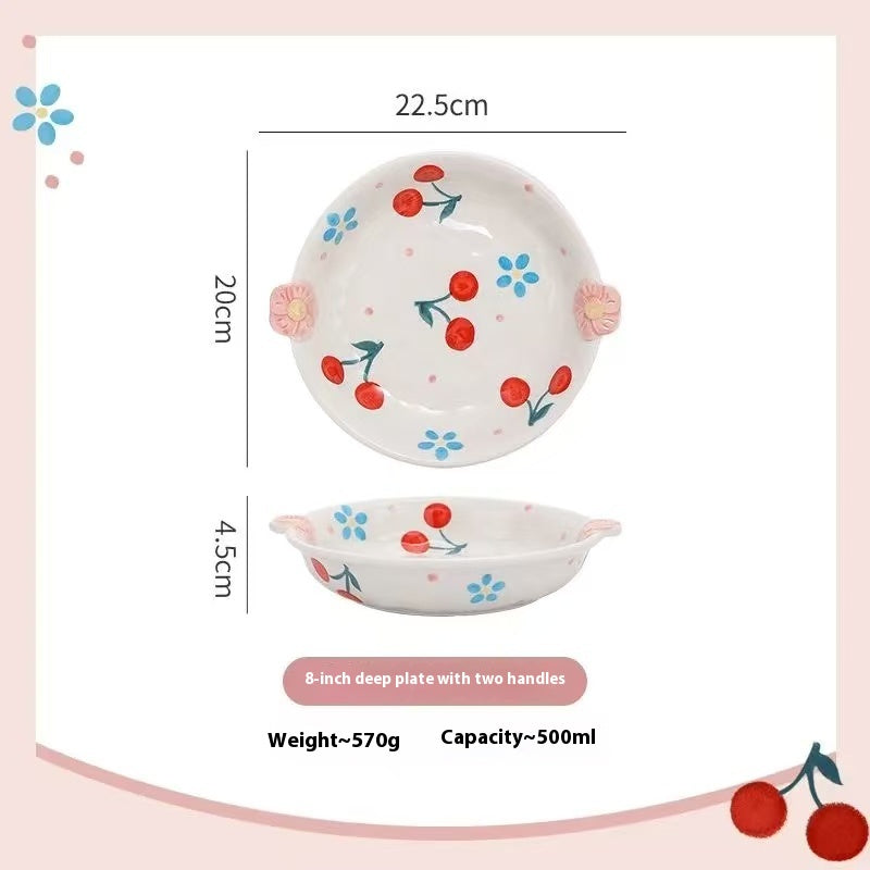 Sakura and cherry ceramic tableware