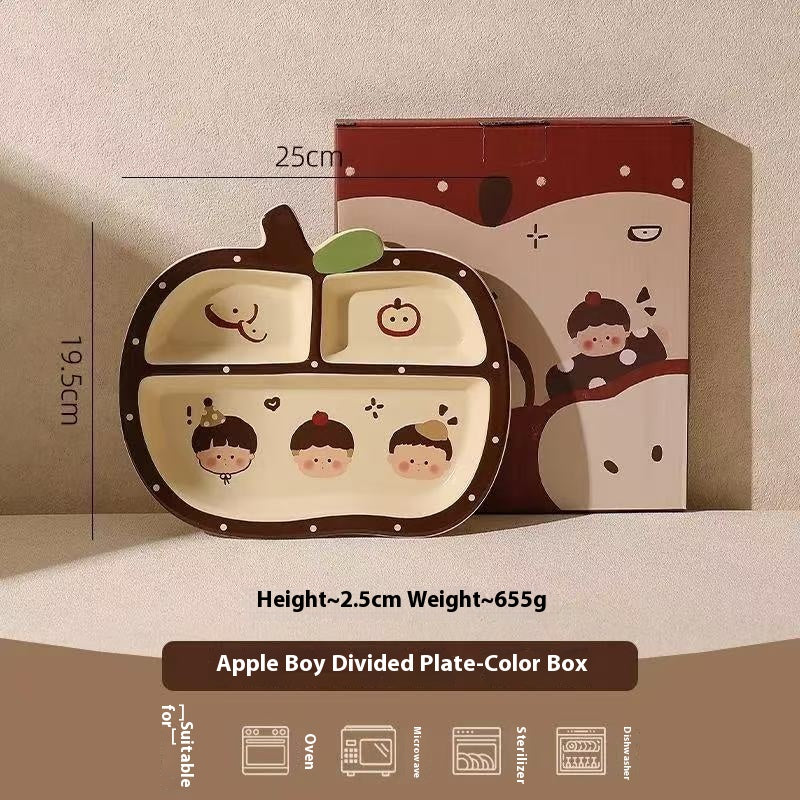 Apple boy and girl divider plate