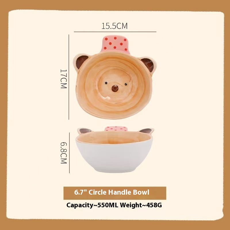 Hand-painted bear ceramic bowl