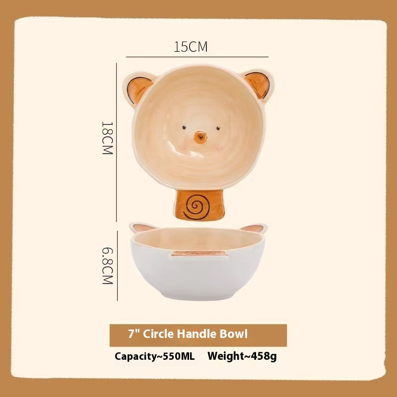 Hand-painted bear ceramic bowl