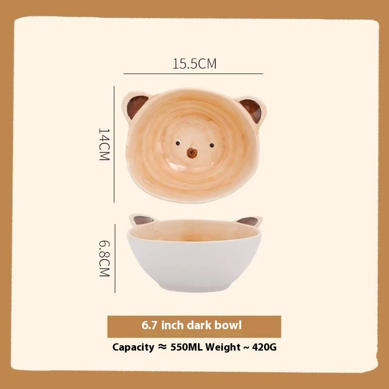 Hand-painted bear ceramic bowl