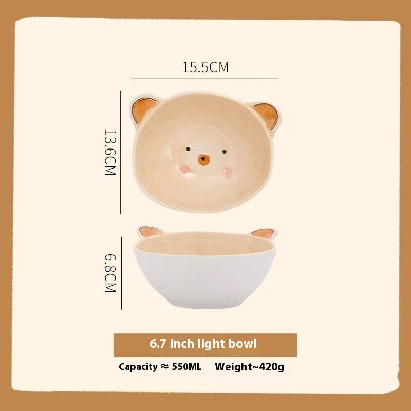 Hand-painted bear ceramic bowl
