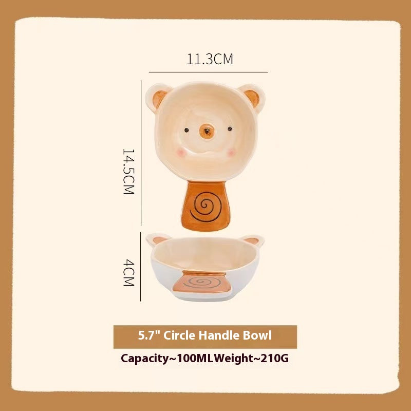 Hand-painted bear ceramic bowl