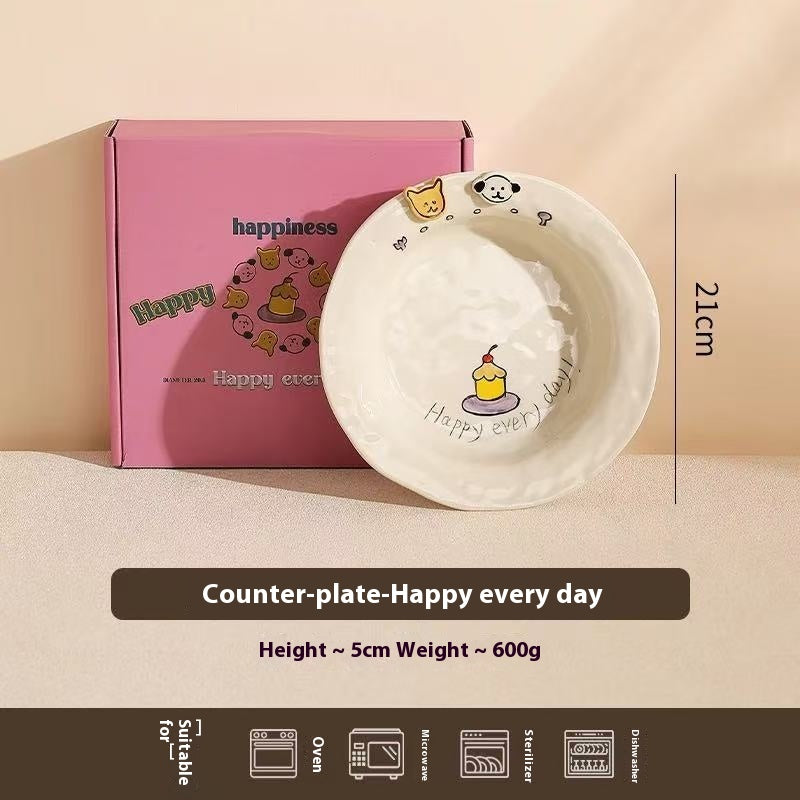 Happy birthday Button Dog Ceramic bowl