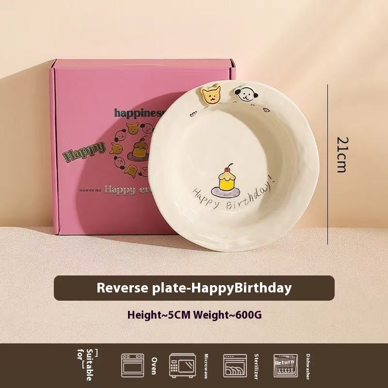 Happy birthday Button Dog Ceramic bowl