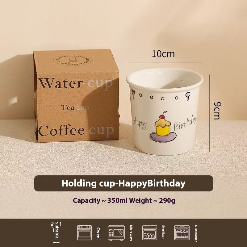 Happy birthday Button Dog Ceramic bowl