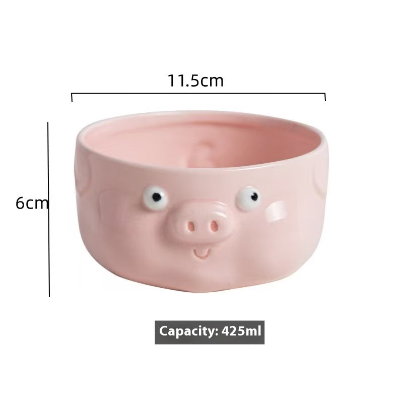 Pink pig ceramic tableware