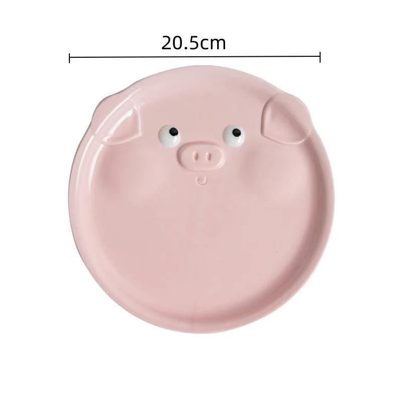 Pink pig ceramic tableware