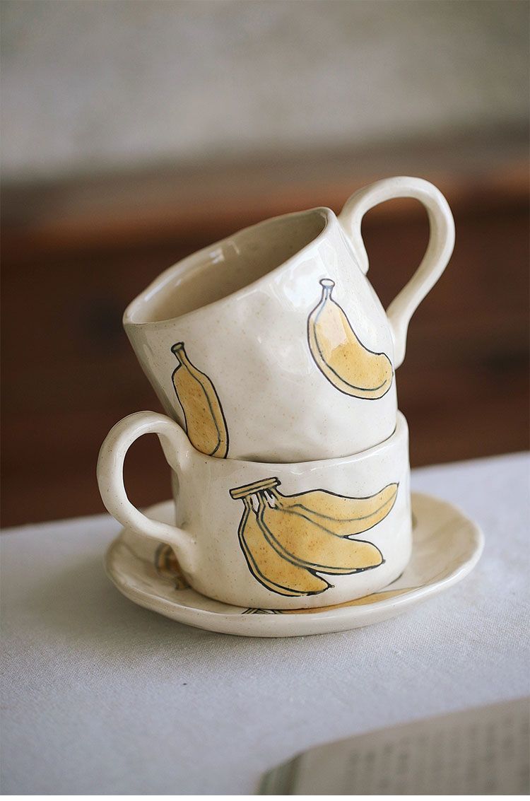 Handmade banana mug plate