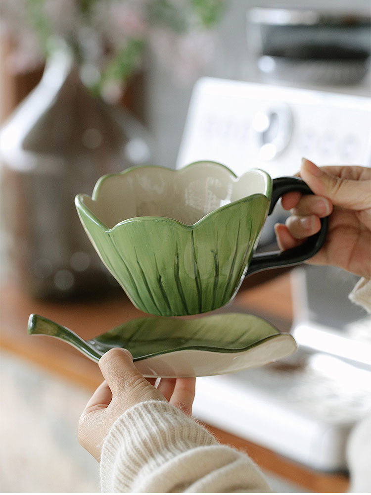 Fresh Lotus Coffee Cup and Saucer Set