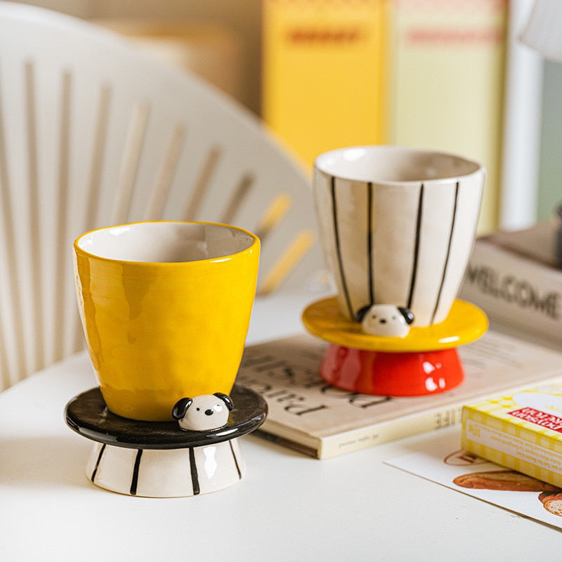 Handmade dopamine puppy ceramic cup