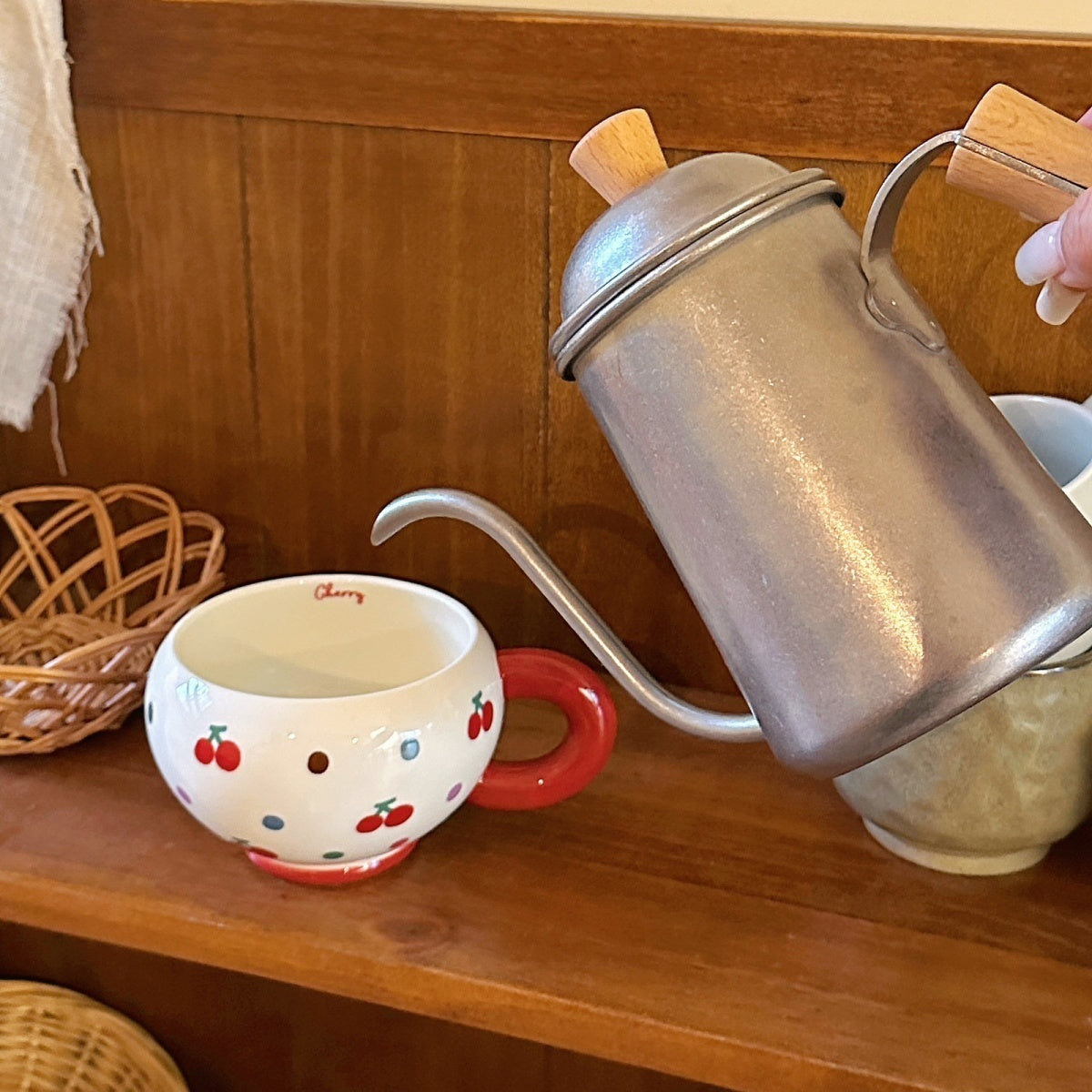 Cherry Plump Cute Round Ceramic Cup