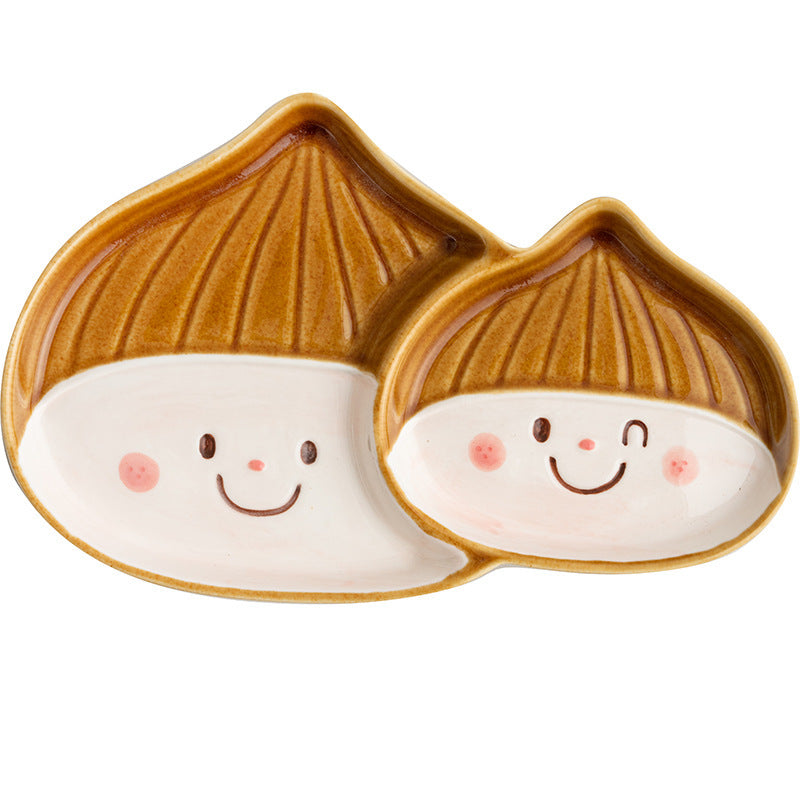 Smiling chestnut ceramic tableware