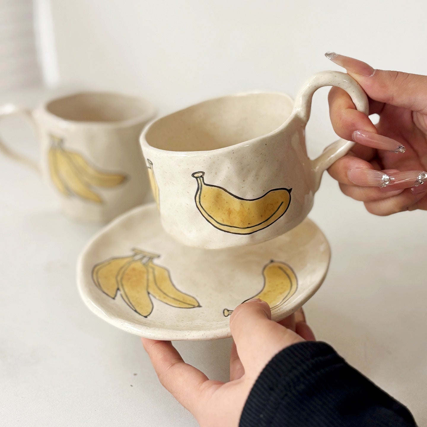 Handmade banana mug plate