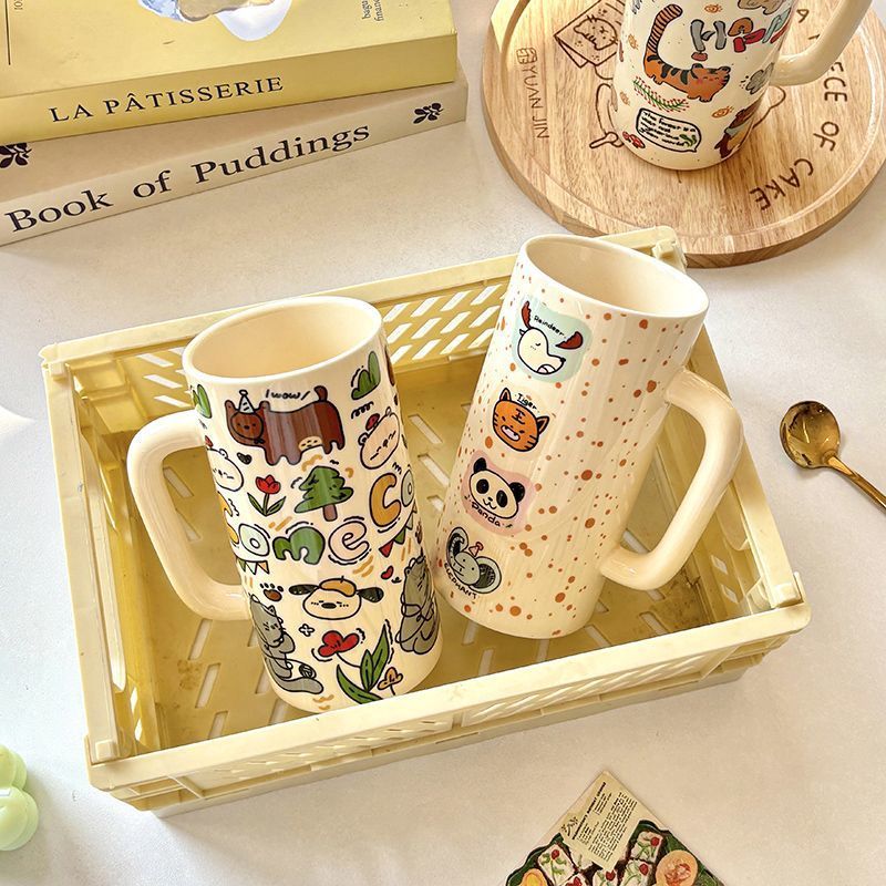 Large-capacity ceramic cups for animal parties