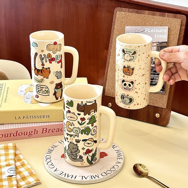 Large-capacity ceramic cups for animal parties