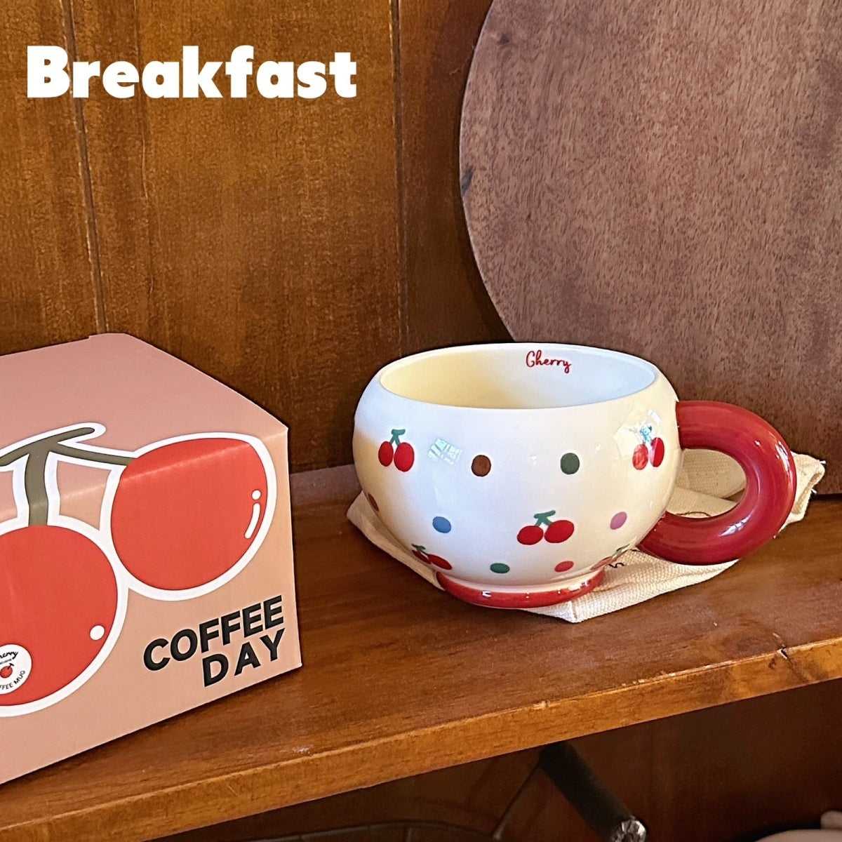 Cherry Plump Cute Round Ceramic Cup
