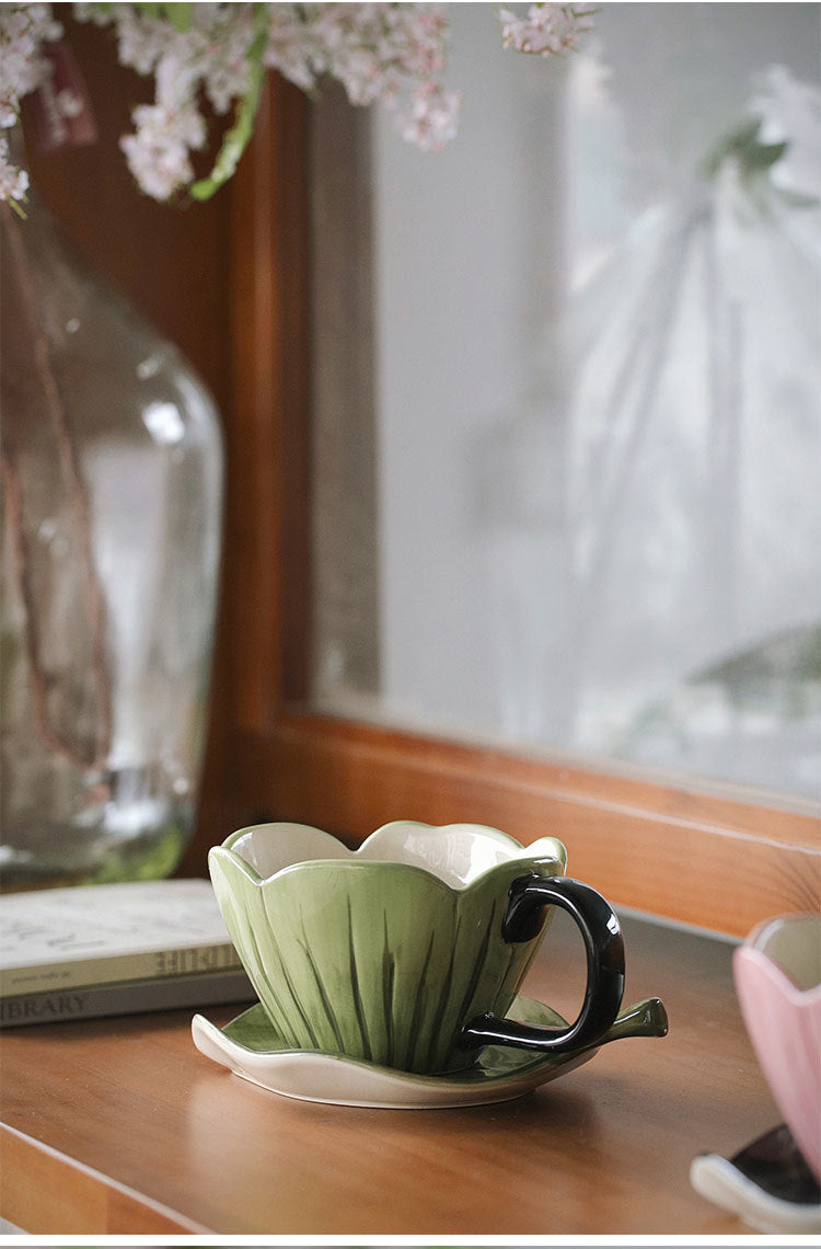 Fresh Lotus Coffee Cup and Saucer Set