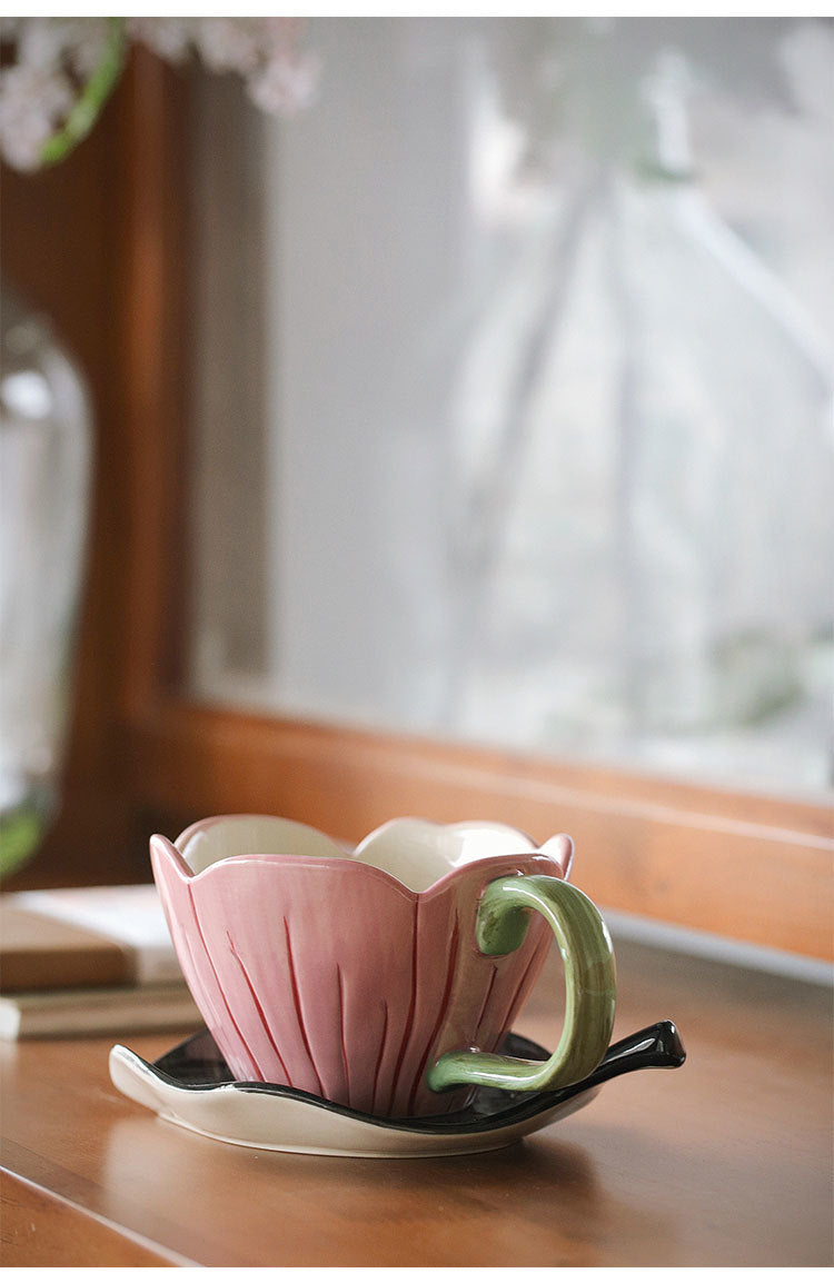 Fresh Lotus Coffee Cup and Saucer Set