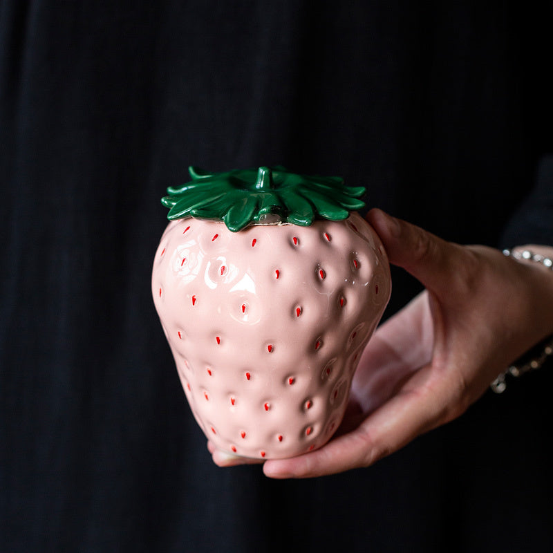 Strawberry ceramic jar