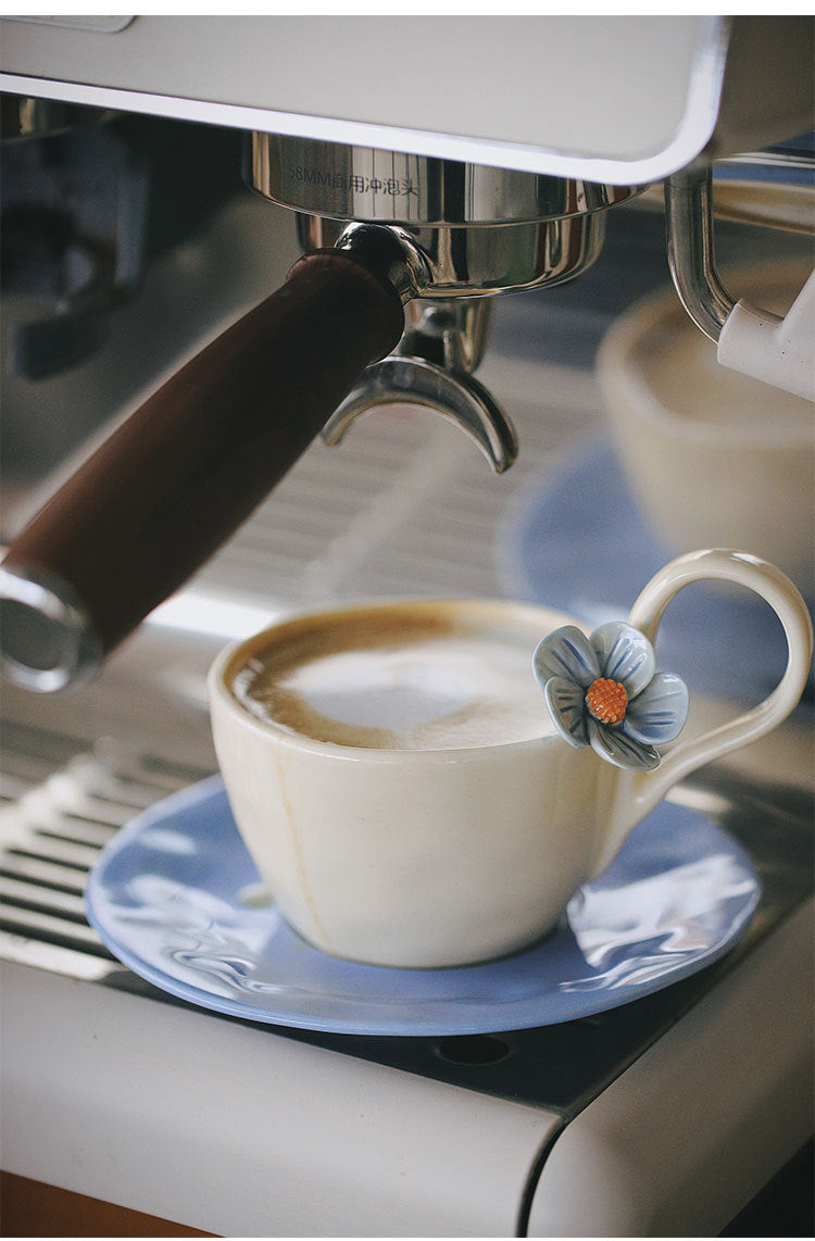Fresh flower ceramic mugs and saucers