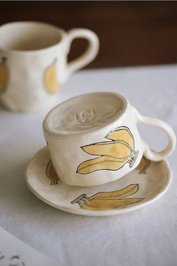 Handmade banana mug plate