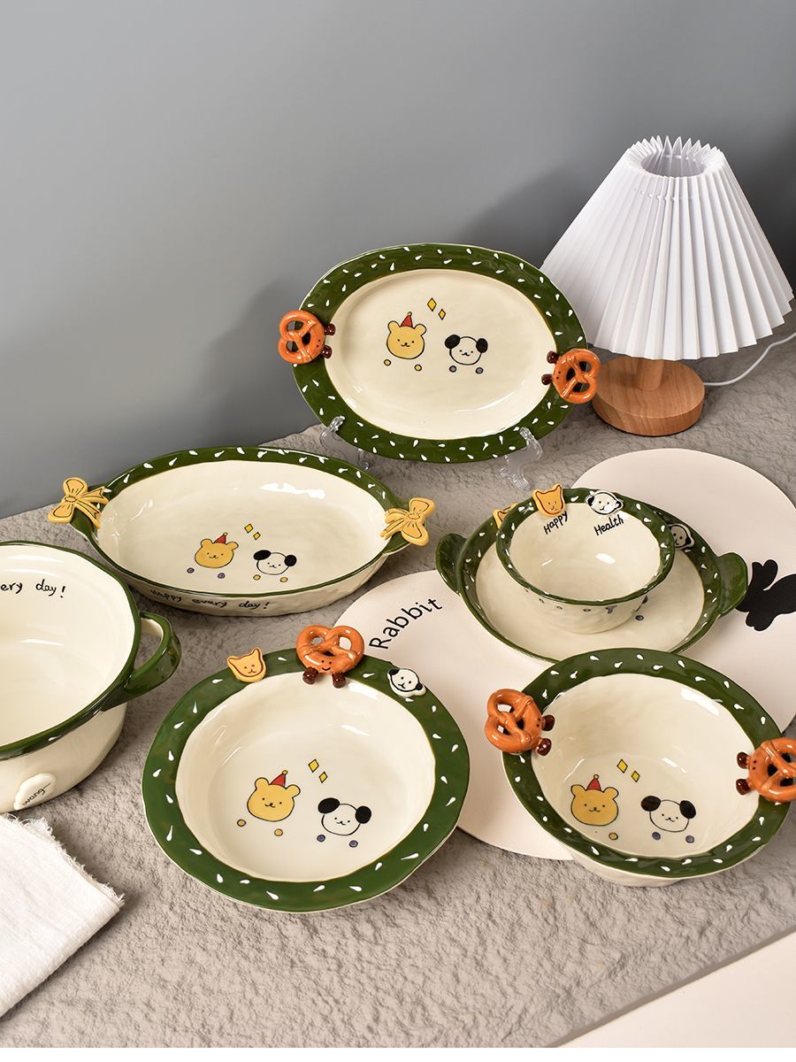Korean Button Bread Ceramic Tableware