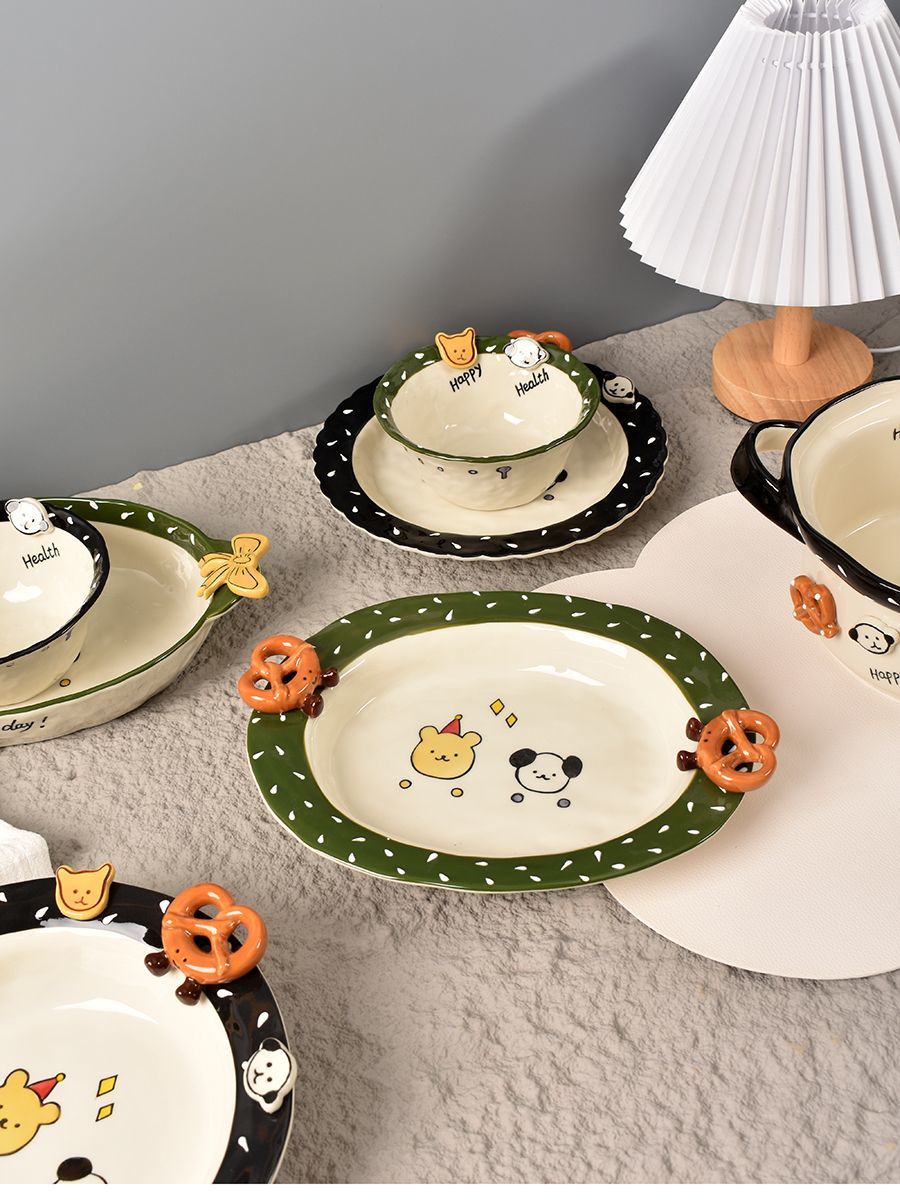 Korean Button Bread Ceramic Tableware