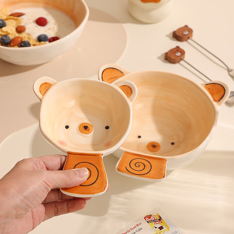 Hand-painted bear ceramic bowl