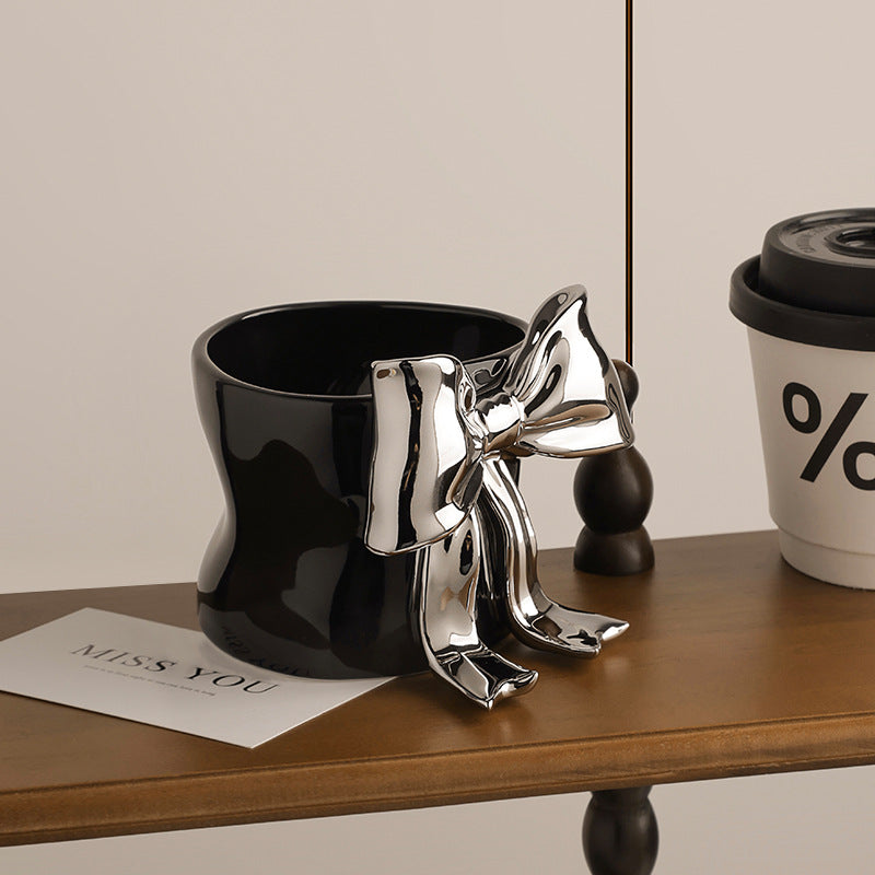 Creative bow ceramic mugs,3D bow mugs, coffee cups