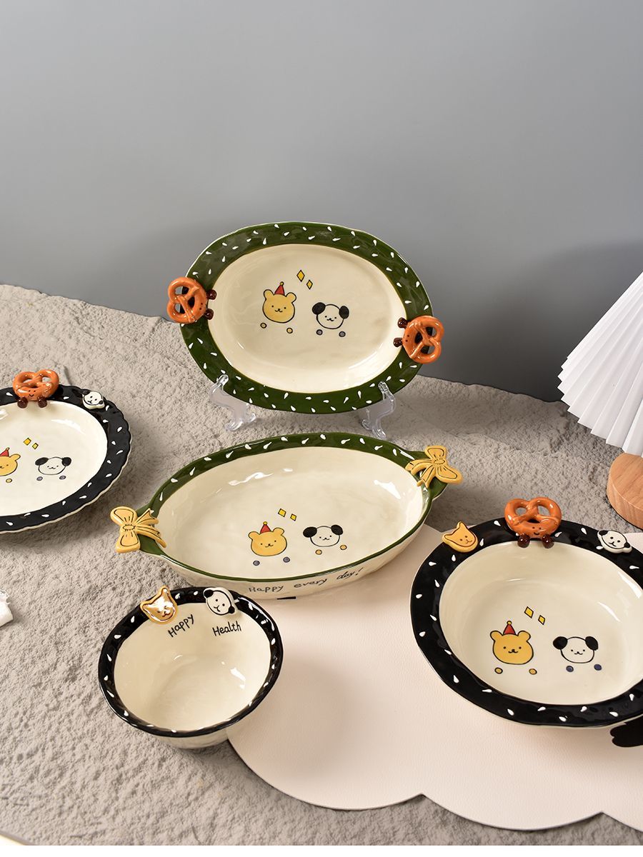 Korean Button Bread Ceramic Tableware