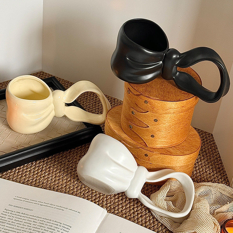 3D Bow Handle Mug Coffee Cup