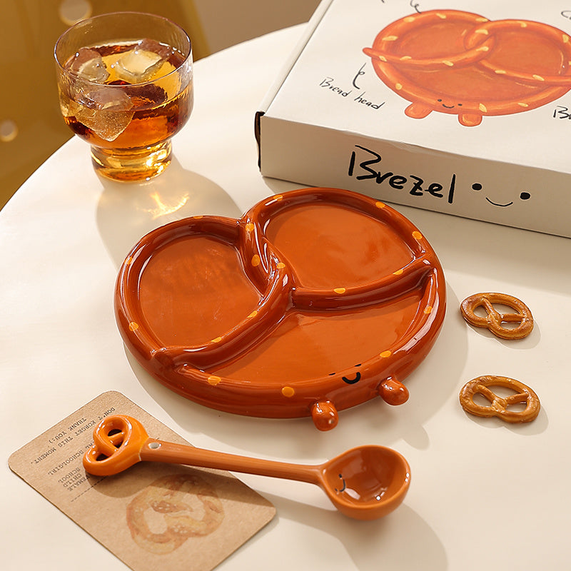 Creative Pretzel bread ceramic partition plate